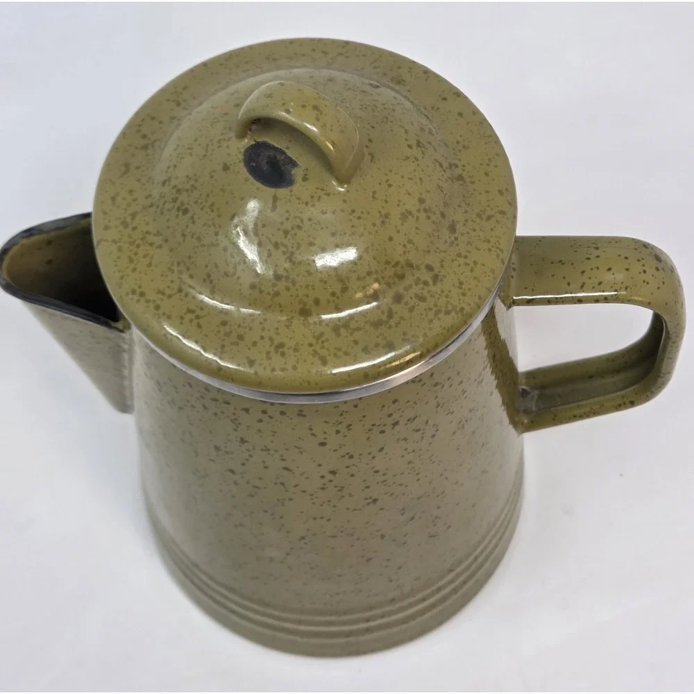 Paula Deen Signature Sage Green Speckled Enamelware Coffee Pot Percolator